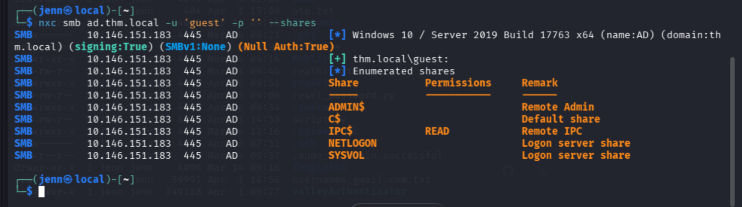 Guest auth confirming IPC$ READ access